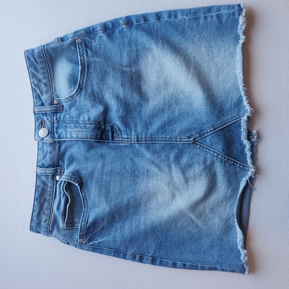 Harper Distressed Denim Mini Skirt S